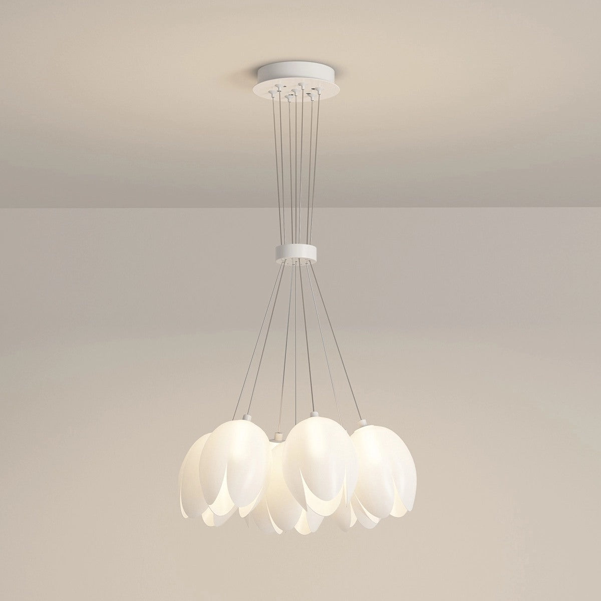 Antizer French Tulip Flower & Ball Chandelier Tulip White 7 heads