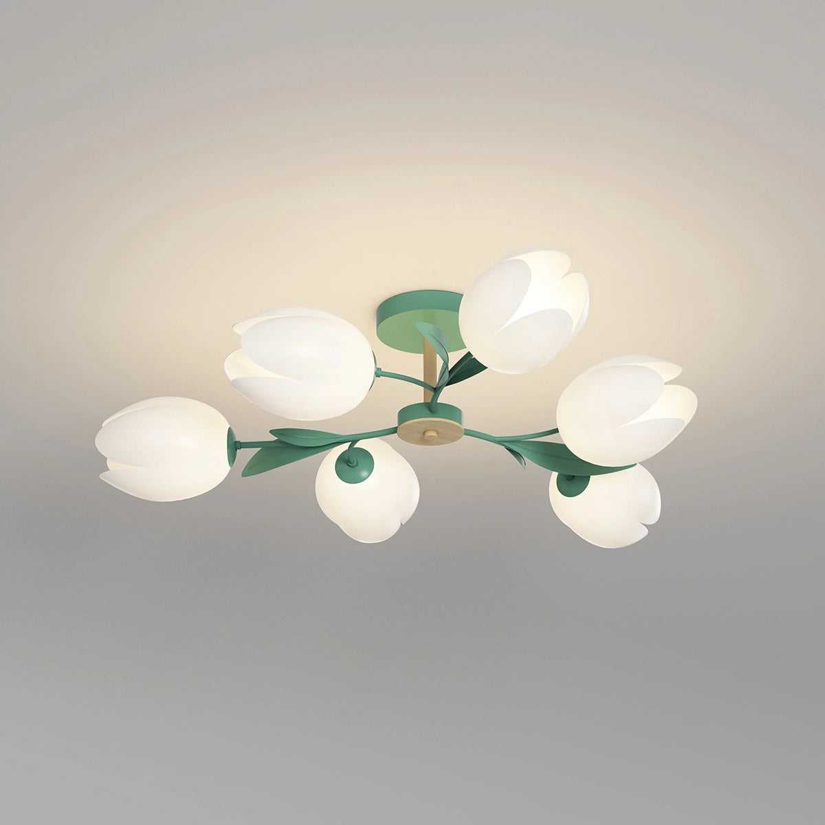 Antizer Magnolia Bud Living Room Chandelier Green 6 heads