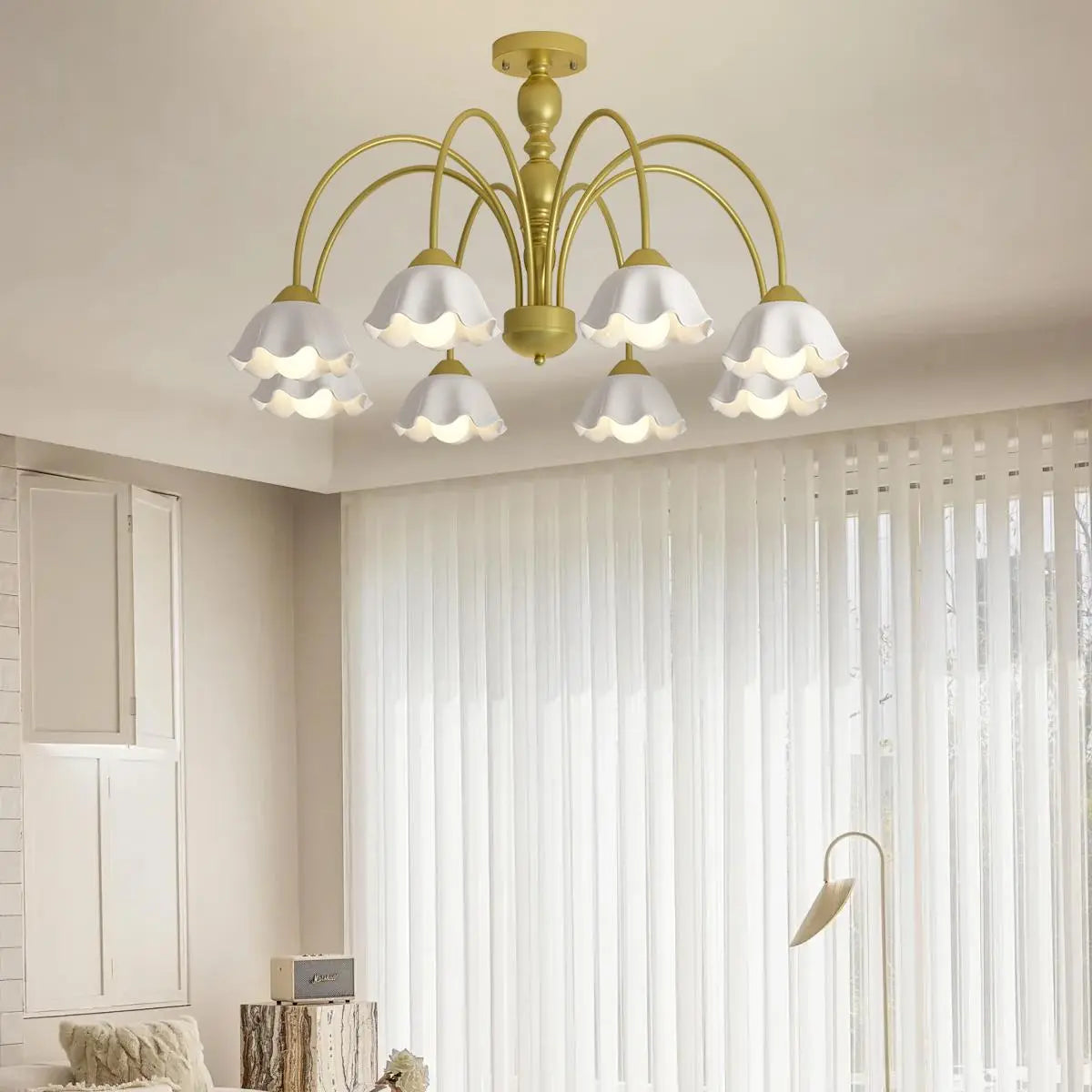 Antizer French Pastoral Style Flower Chandelier