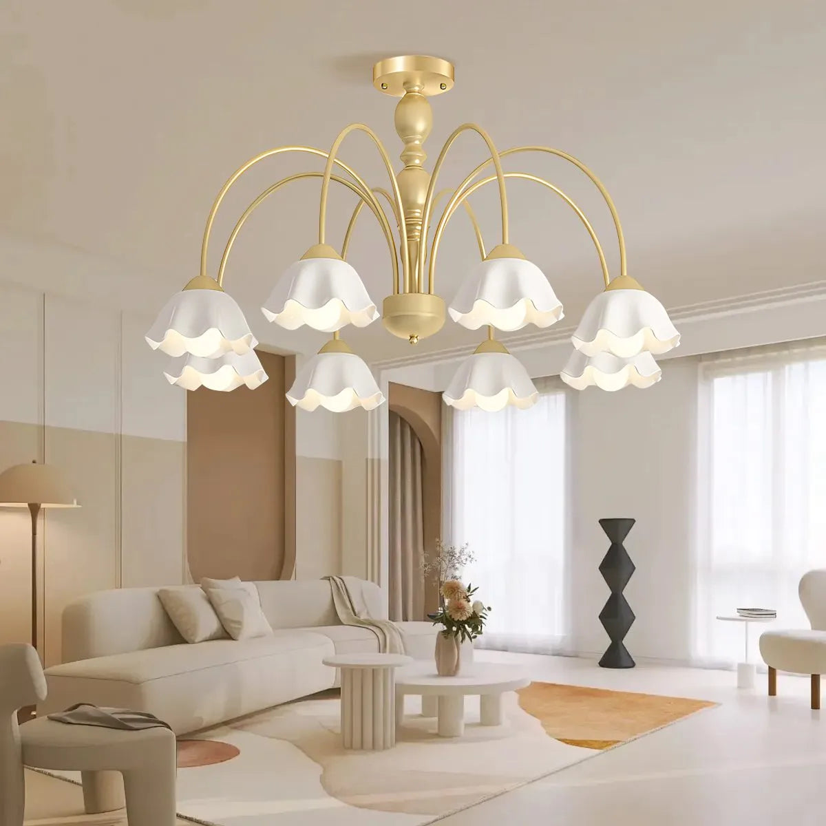 Antizer French Pastoral Style Flower Chandelier