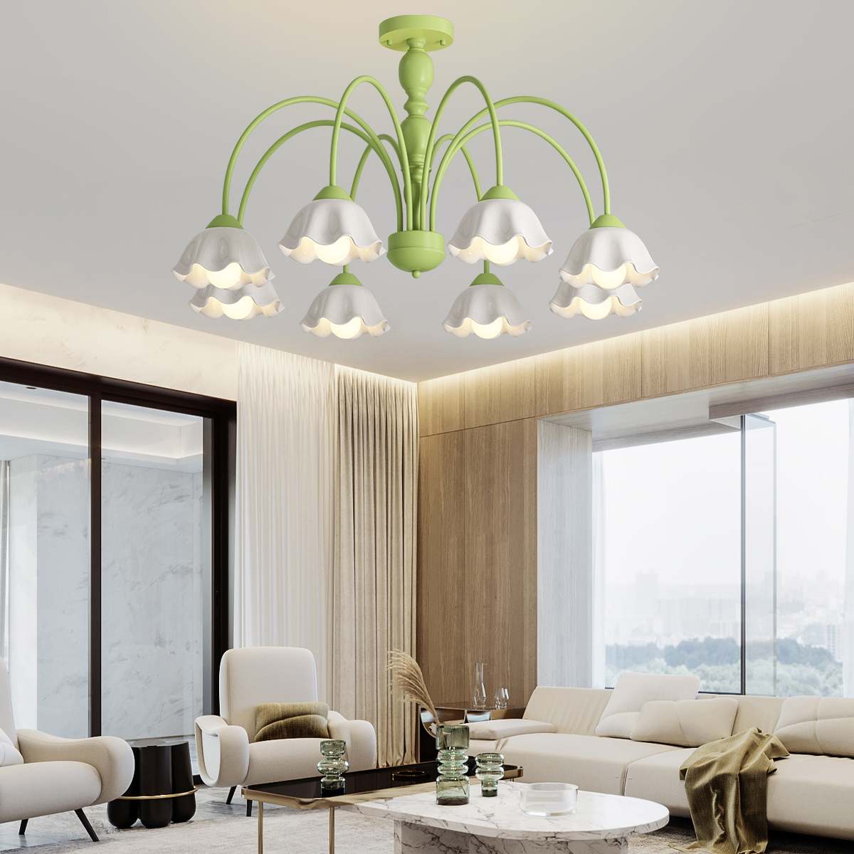 Antizer French Pastoral Style Flower Chandelier