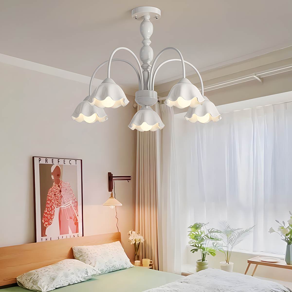 Antizer French Pastoral Style Flower Chandelier