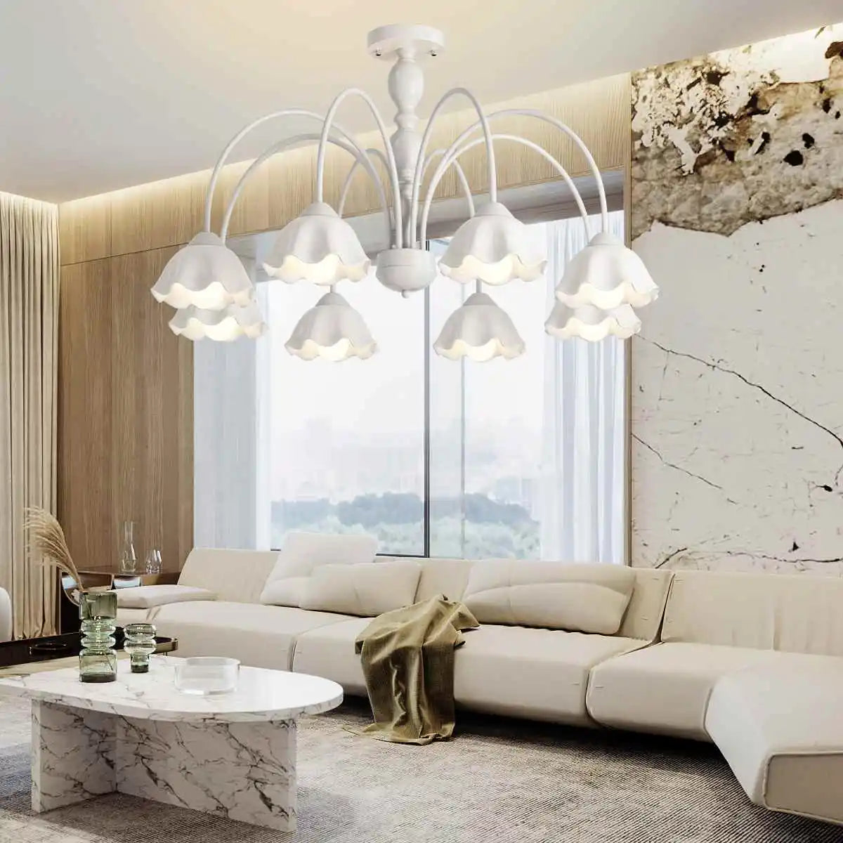 Antizer French Pastoral Style Flower Chandelier