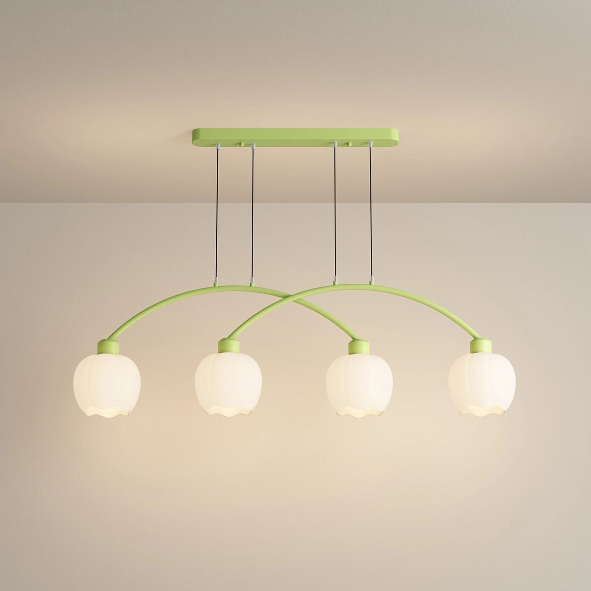 Antizer Nordic Simple 3-4 Head Flower Chandelier Green 4 heads