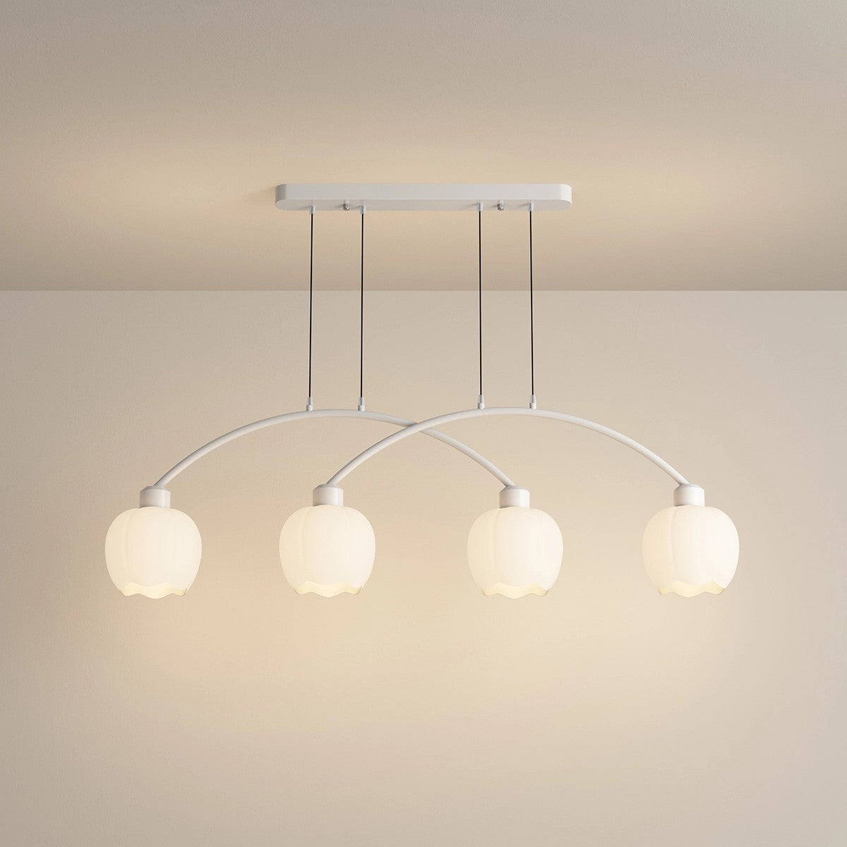 Antizer Nordic Simple 3-4 Head Flower Chandelier White 4 heads