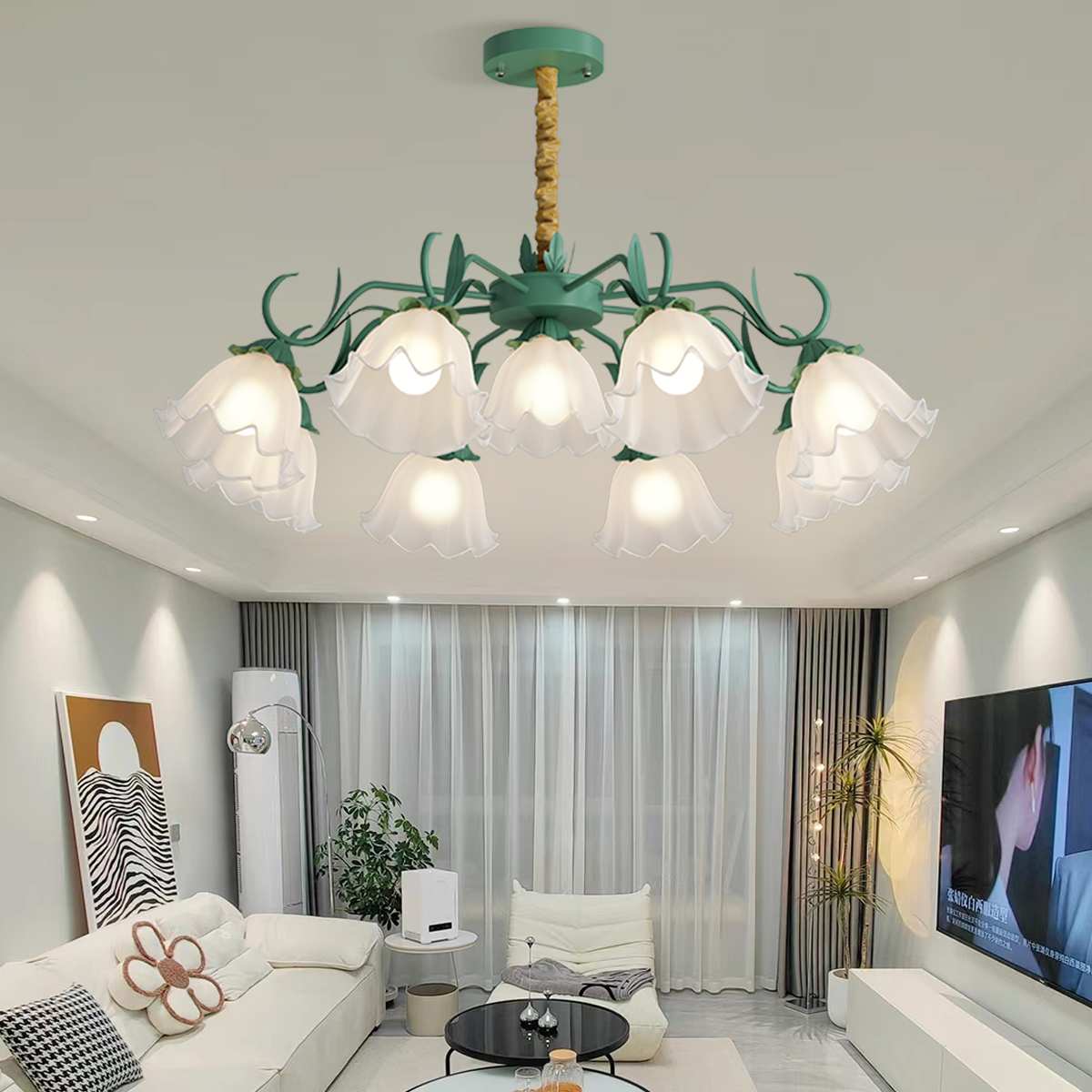 Antizer American Retro Pastoral Style Flower Chandelier