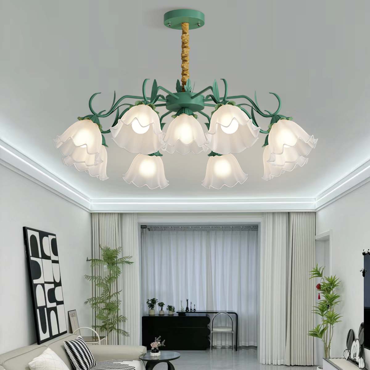 Antizer American Retro Pastoral Style Flower Chandelier