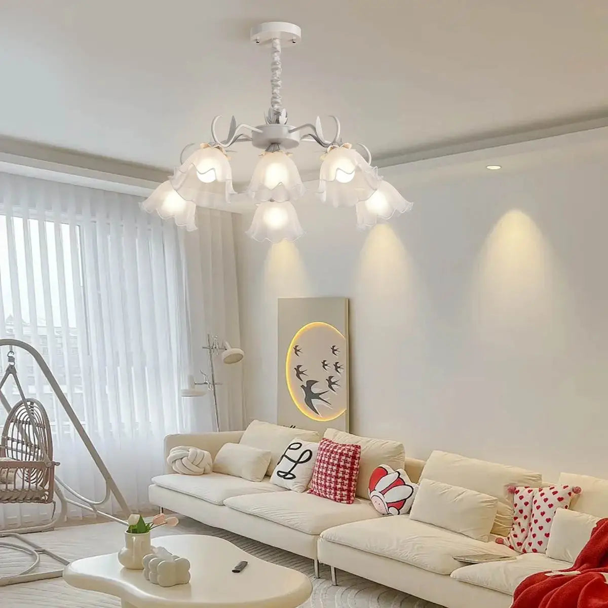 Antizer American Retro Pastoral Style Flower Chandelier