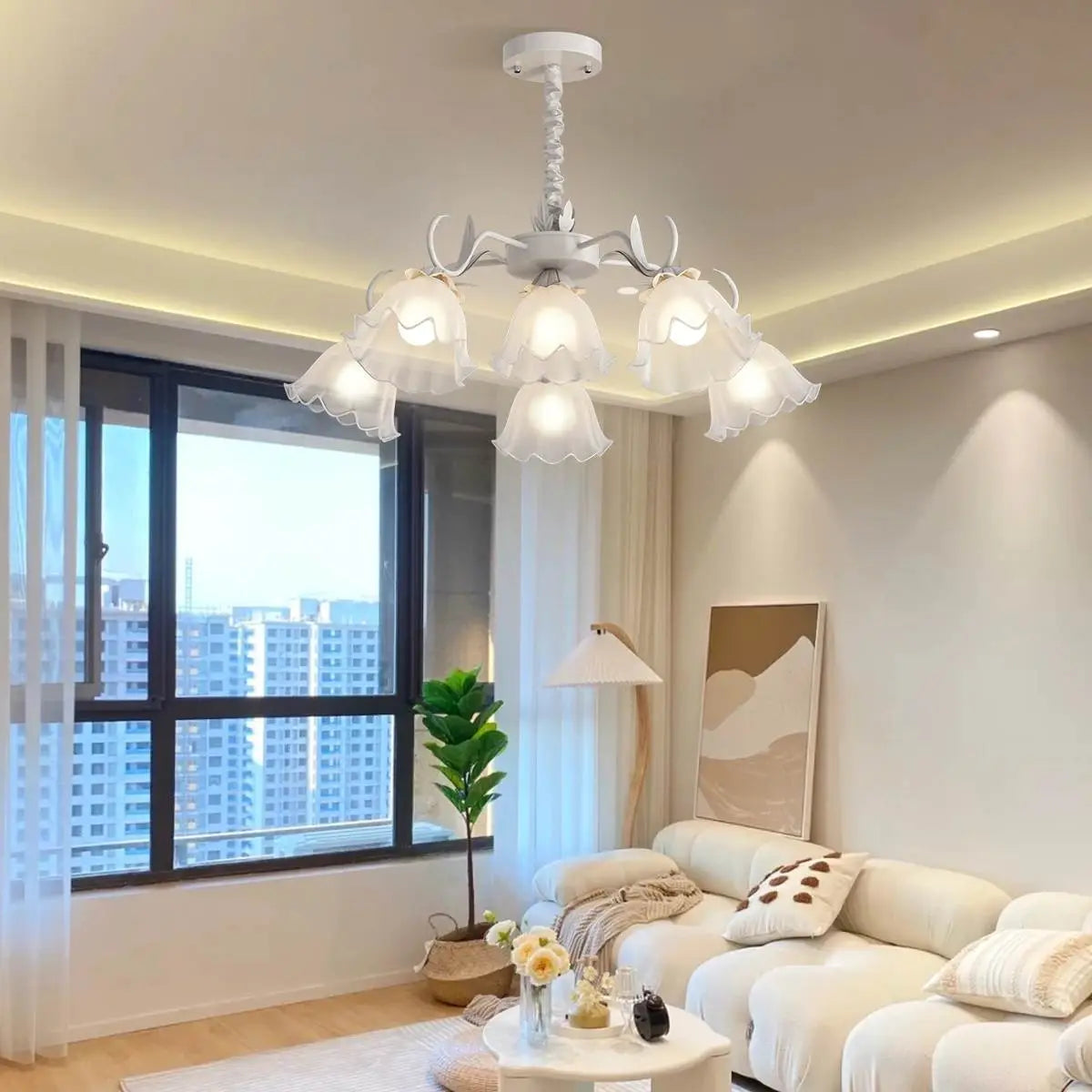 Antizer American Retro Pastoral Style Flower Chandelier