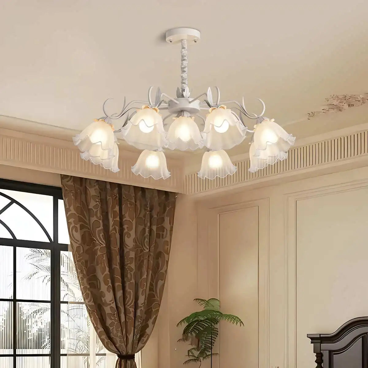 Antizer American Retro Pastoral Style Flower Chandelier