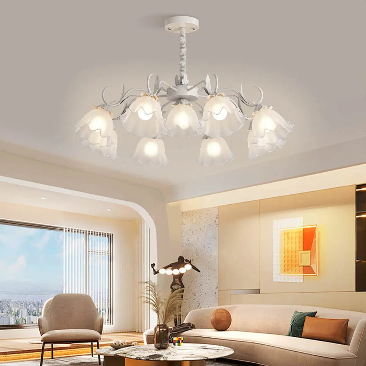 Antizer American Retro Pastoral Style Flower Chandelier