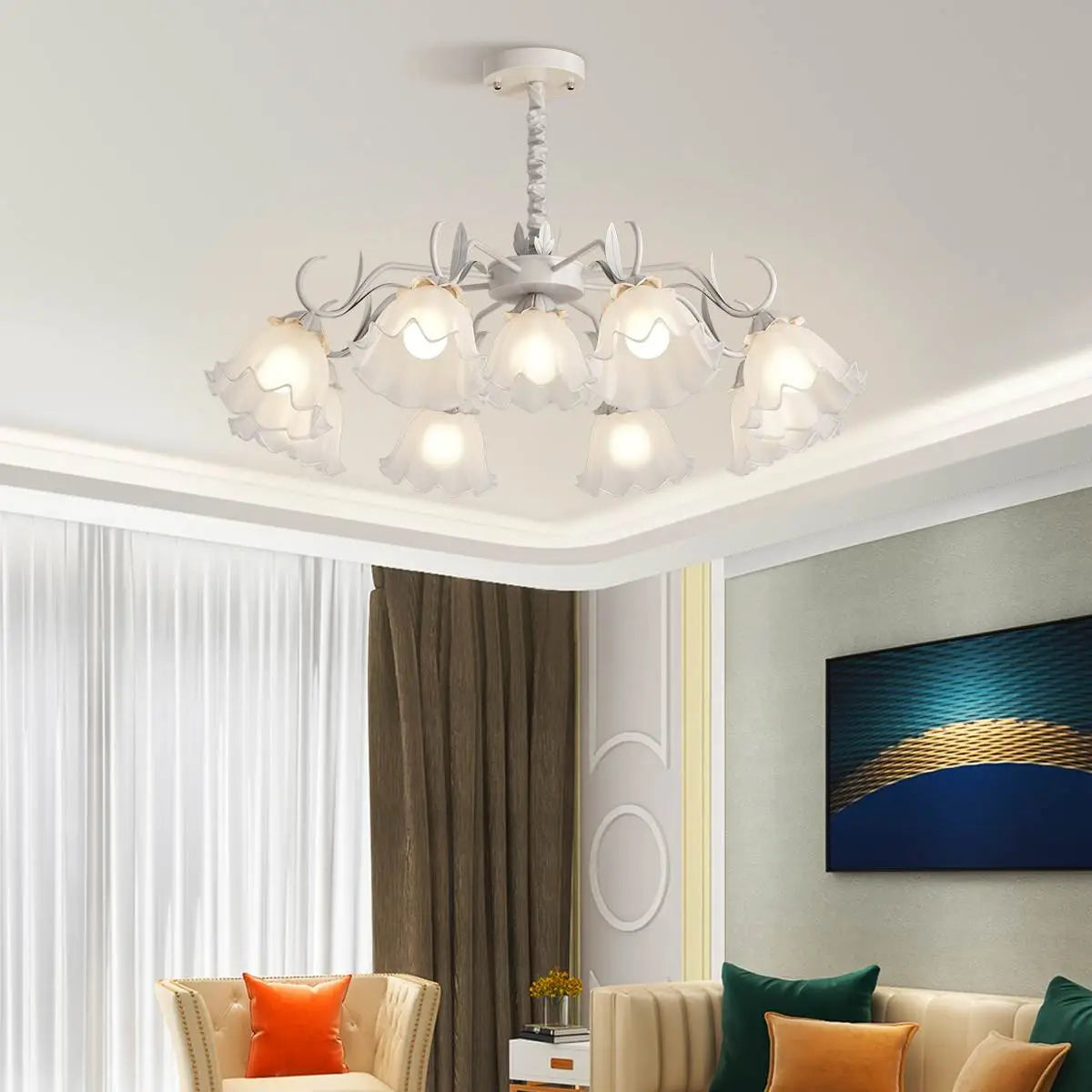 Antizer American Retro Pastoral Style Flower Chandelier