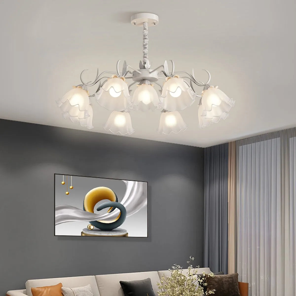 Antizer American Retro Pastoral Style Flower Chandelier