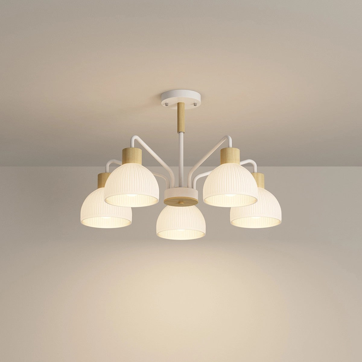 Antizer American Country Retro Living Room Chandelier White 5 heads