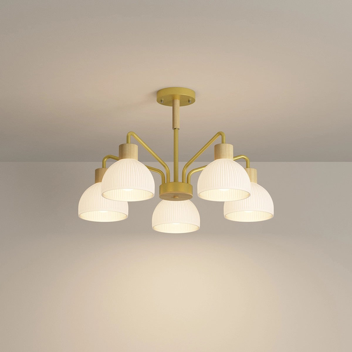 Antizer American Country Retro Living Room Chandelier Gold 5 heads