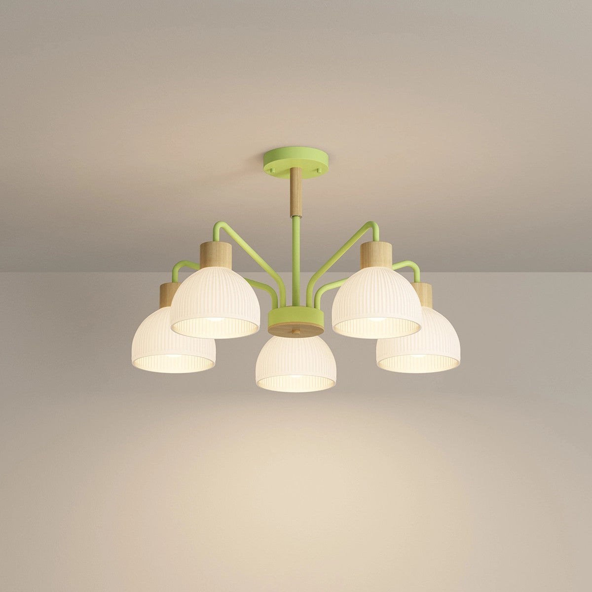 Antizer American Country Retro Living Room Chandelier Green 5 heads