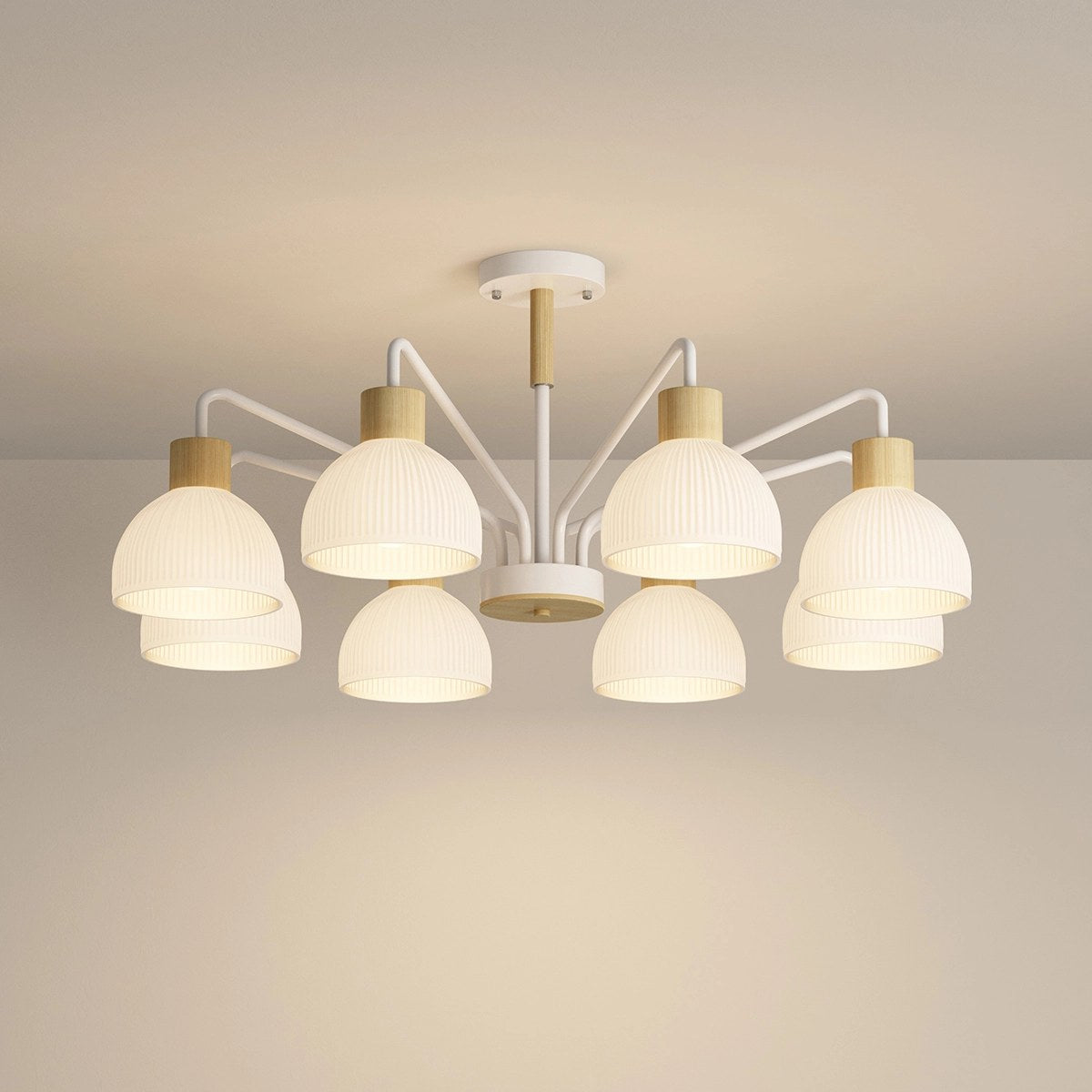 Antizer American Country Retro Living Room Chandelier White 8 heads