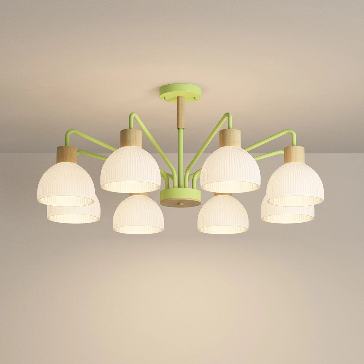 Antizer American Country Retro Living Room Chandelier Green 8 heads
