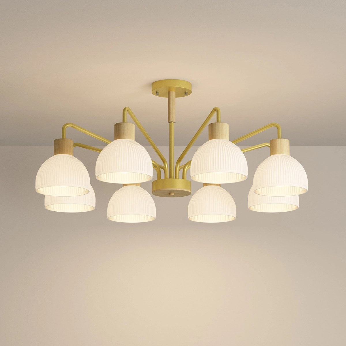 Antizer American Country Retro Living Room Chandelier Gold 8 heads