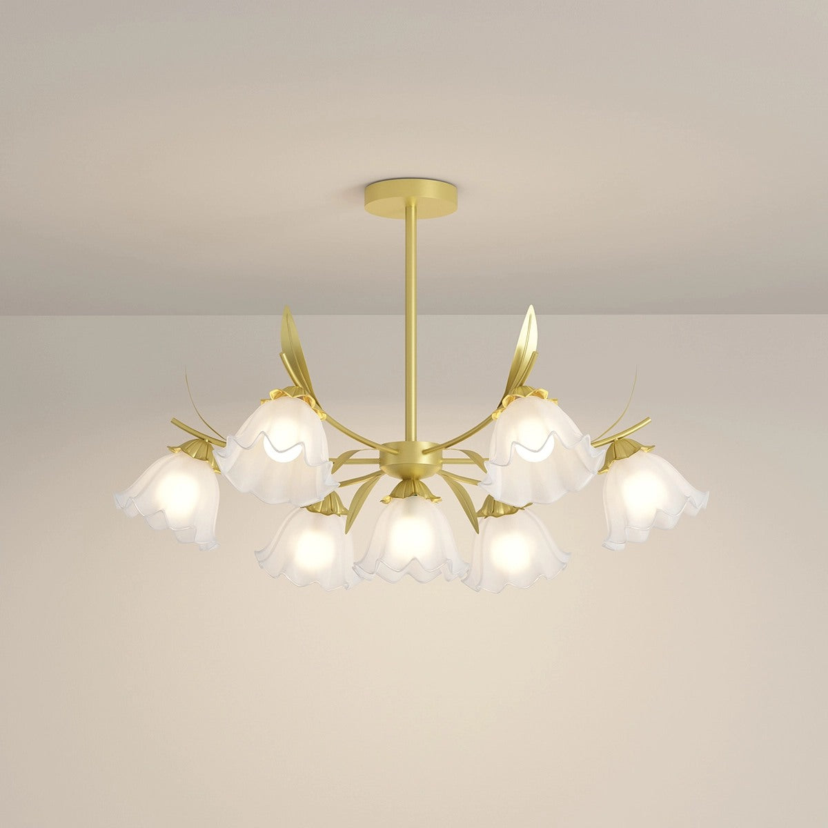 Antizer French Vintage Lily of the Valley Flower Chandelier Gold 7 heads