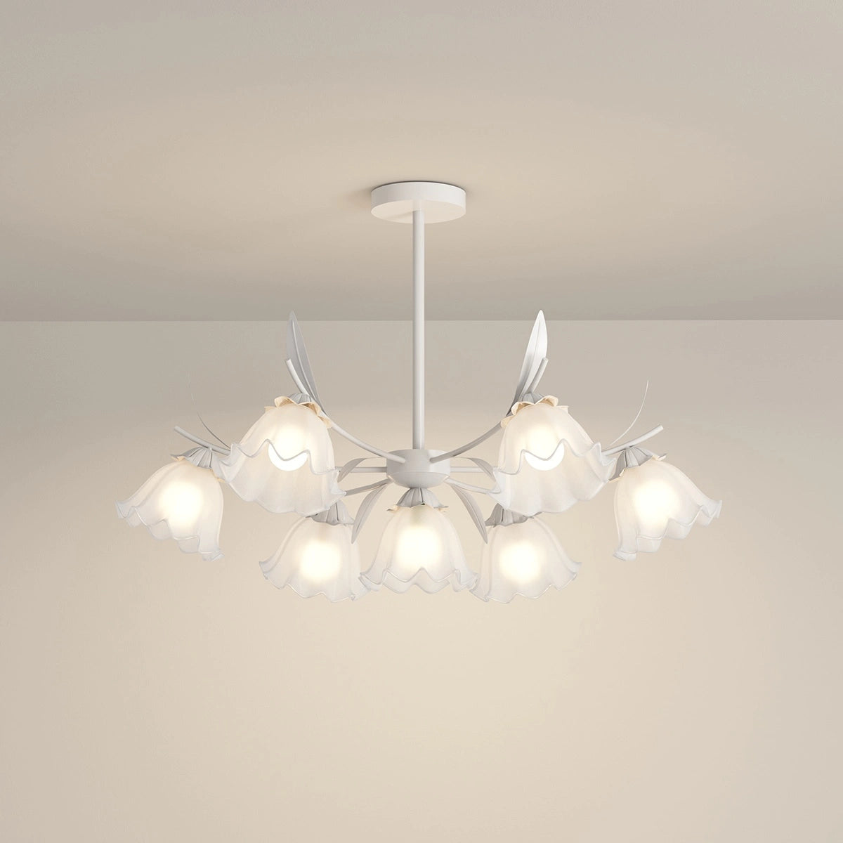 Antizer French Vintage Lily of the Valley Flower Chandelier White 7 heads
