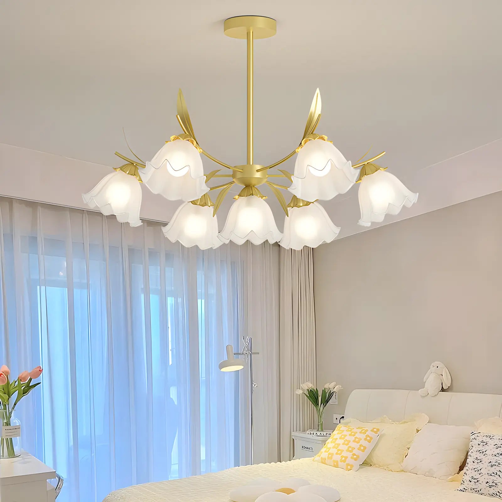 Antizer French Vintage Lily of the Valley Flower Chandelier
