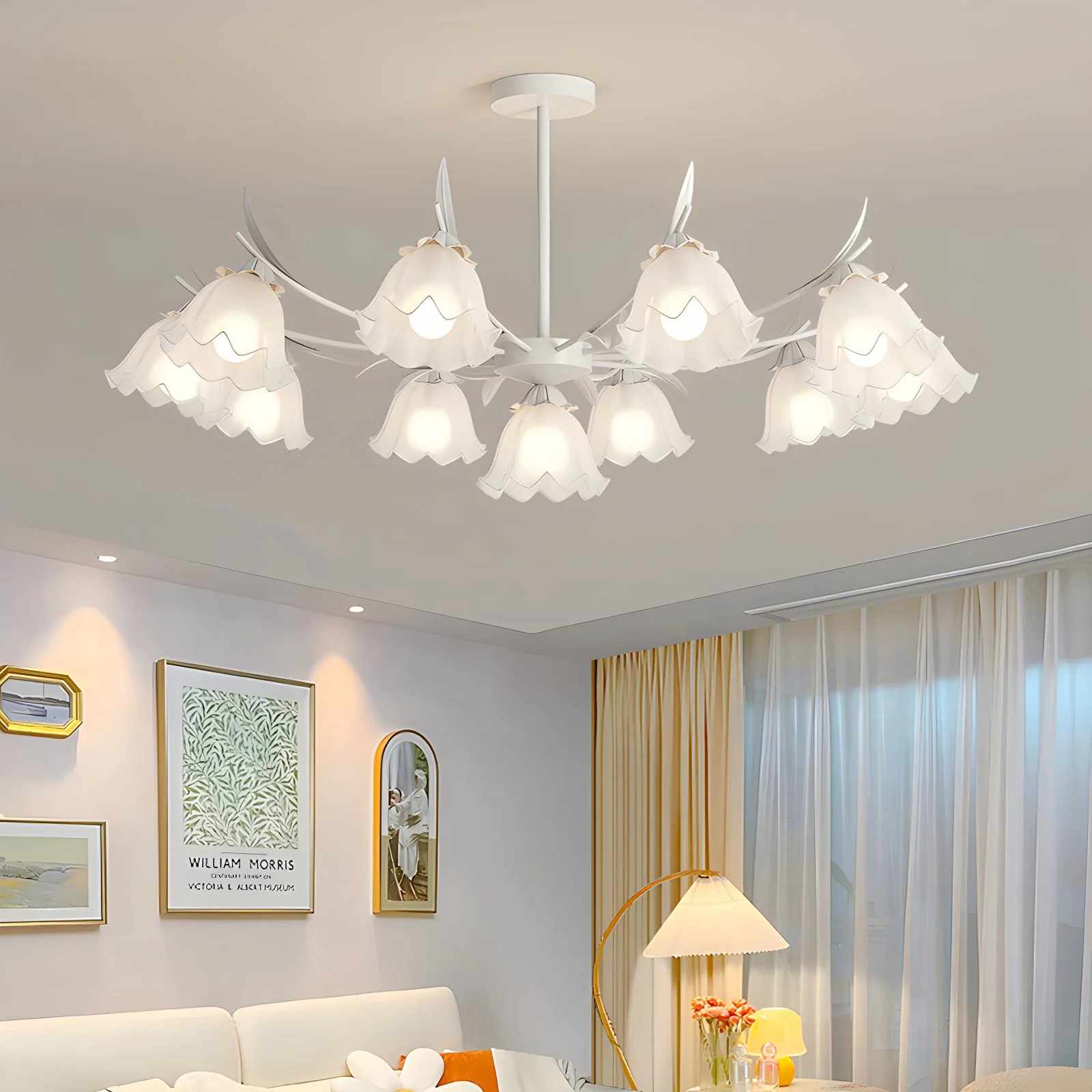 Antizer French Vintage Lily of the Valley Flower Chandelier