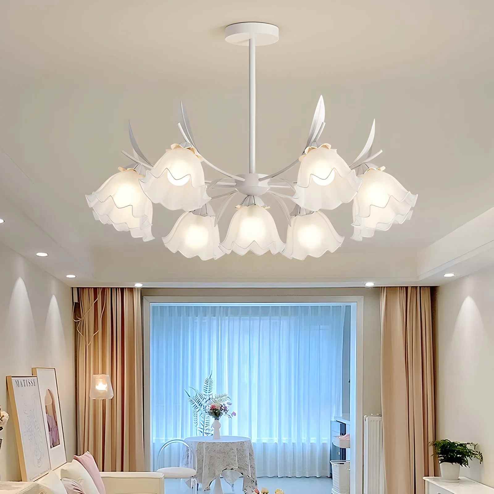 Antizer French Vintage Lily of the Valley Flower Chandelier