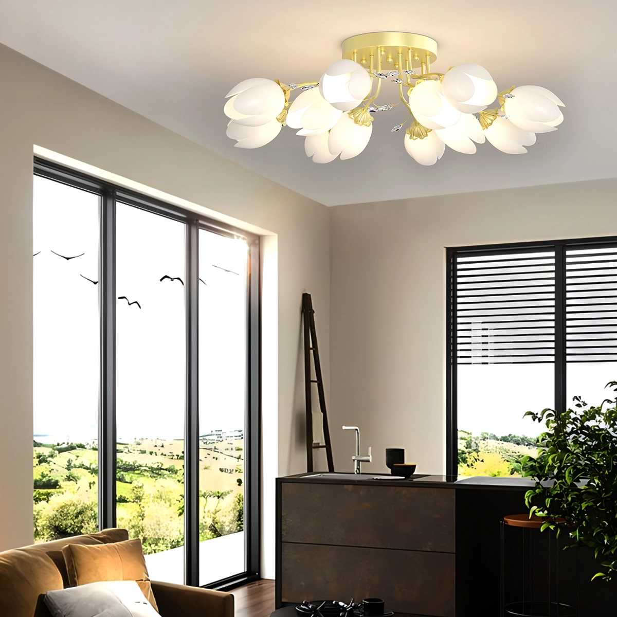Antizer French Pastoral Flower Ceiling Chandelier