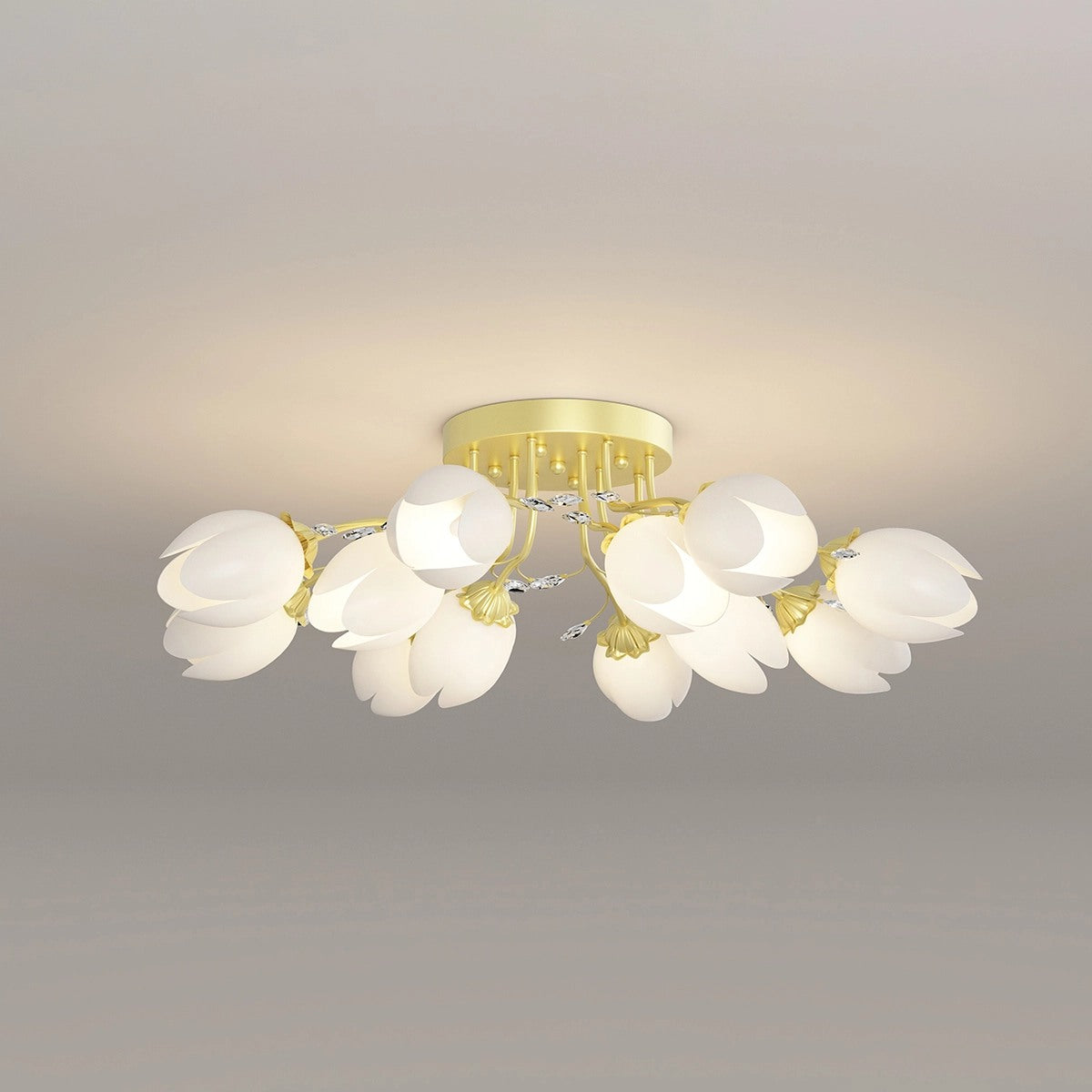 Antizer French Pastoral Flower Ceiling Chandelier Gold 12 heads