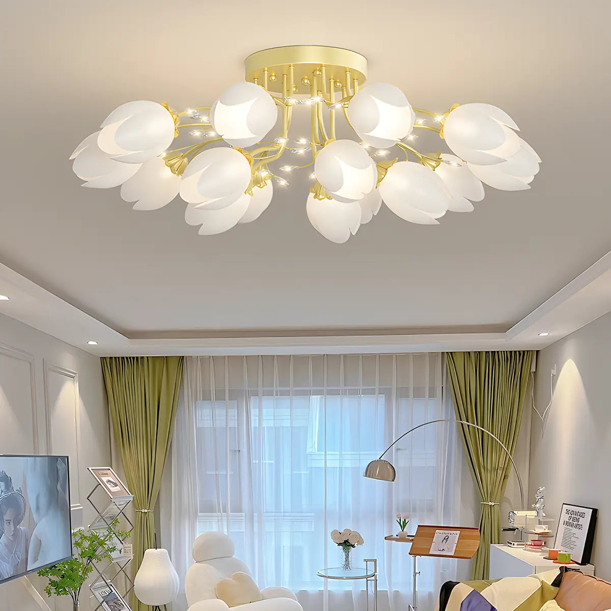Antizer French Pastoral Flower Ceiling Chandelier