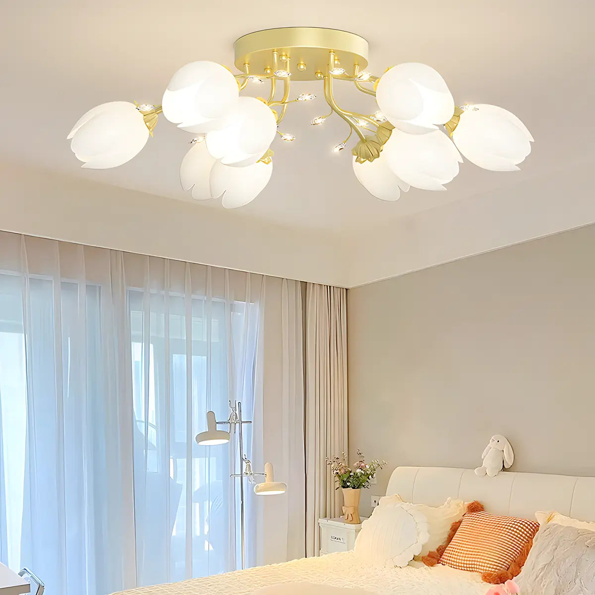 Antizer French Pastoral Flower Ceiling Chandelier