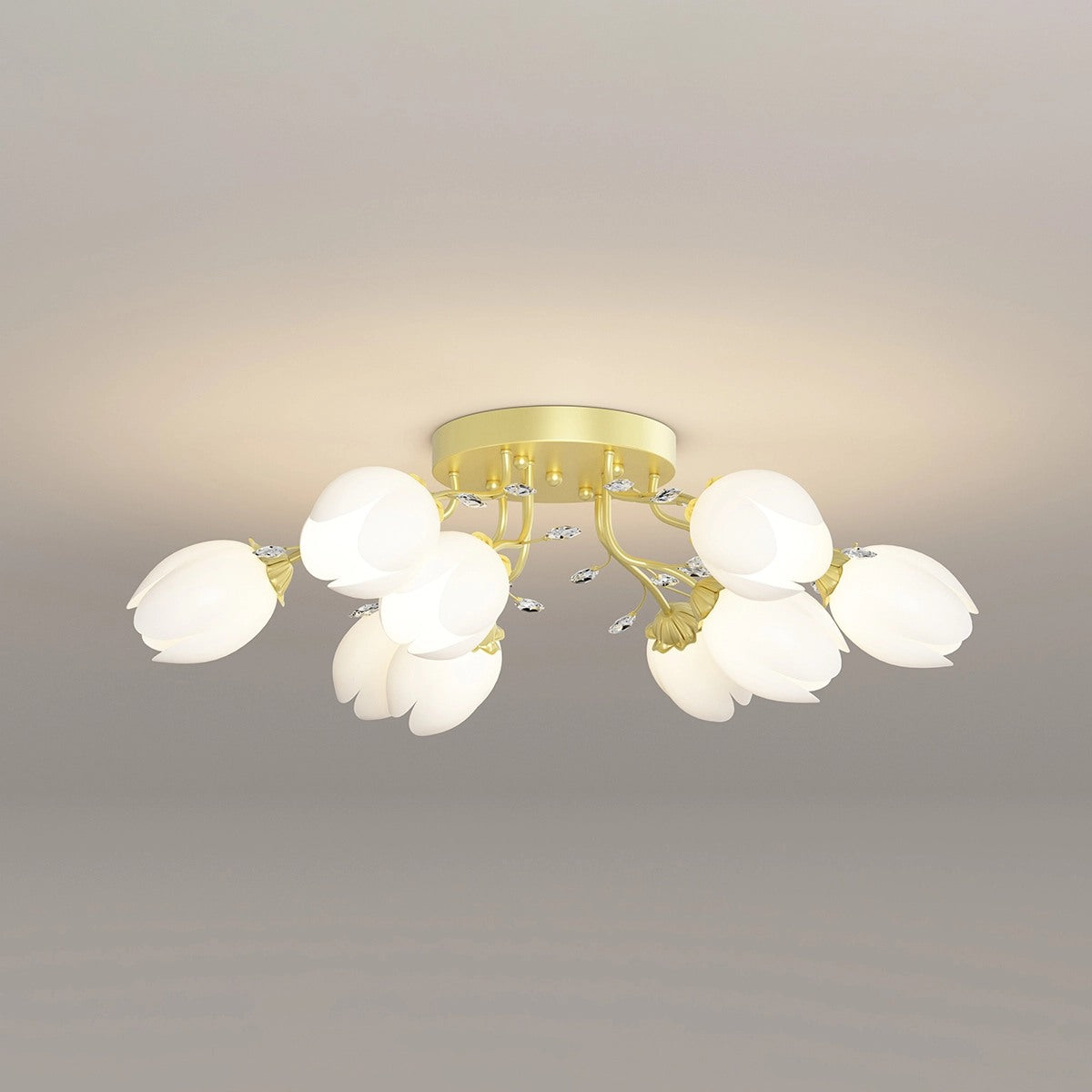 Antizer French Pastoral Flower Ceiling Chandelier Gold 9 heads