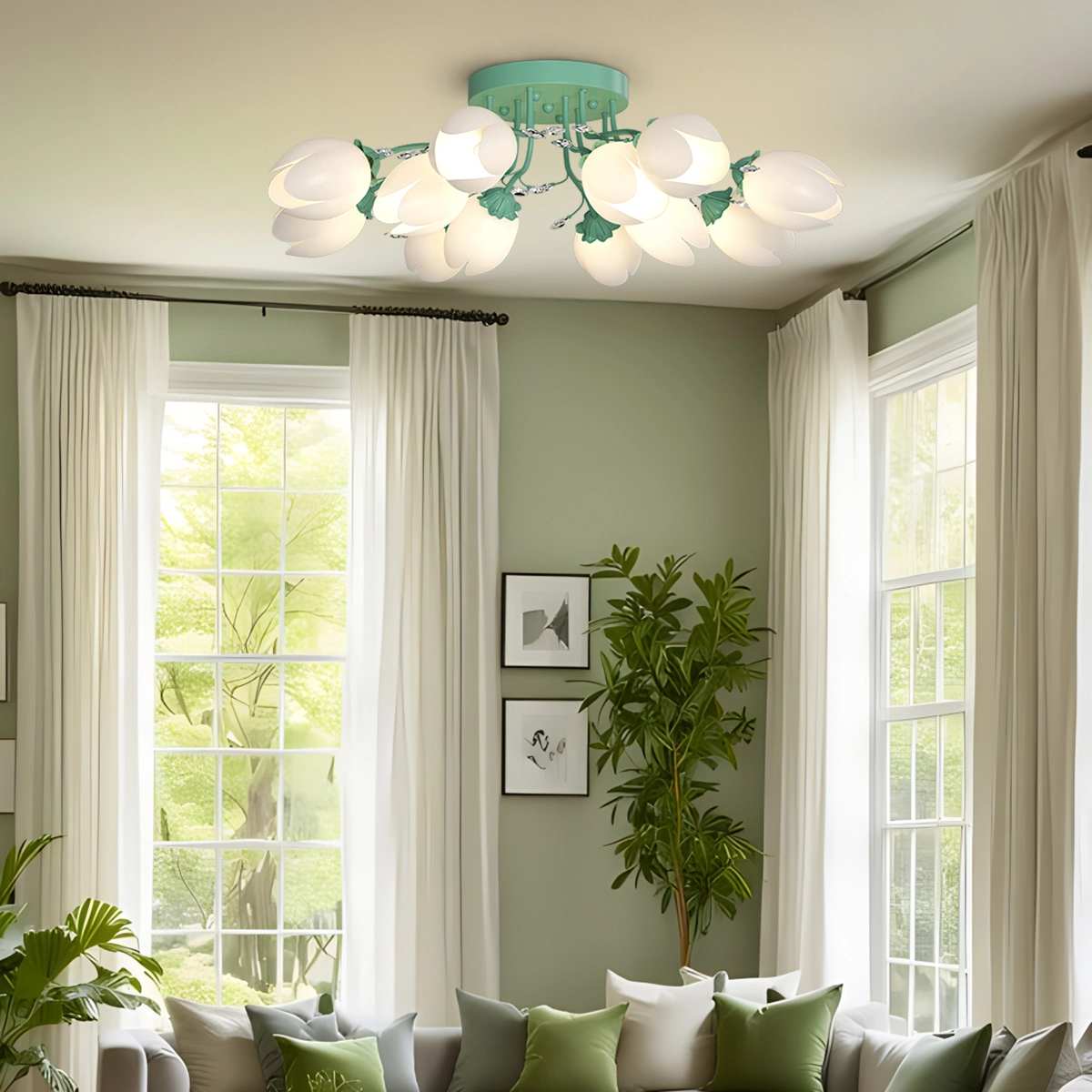 Antizer French Pastoral Flower Ceiling Chandelier