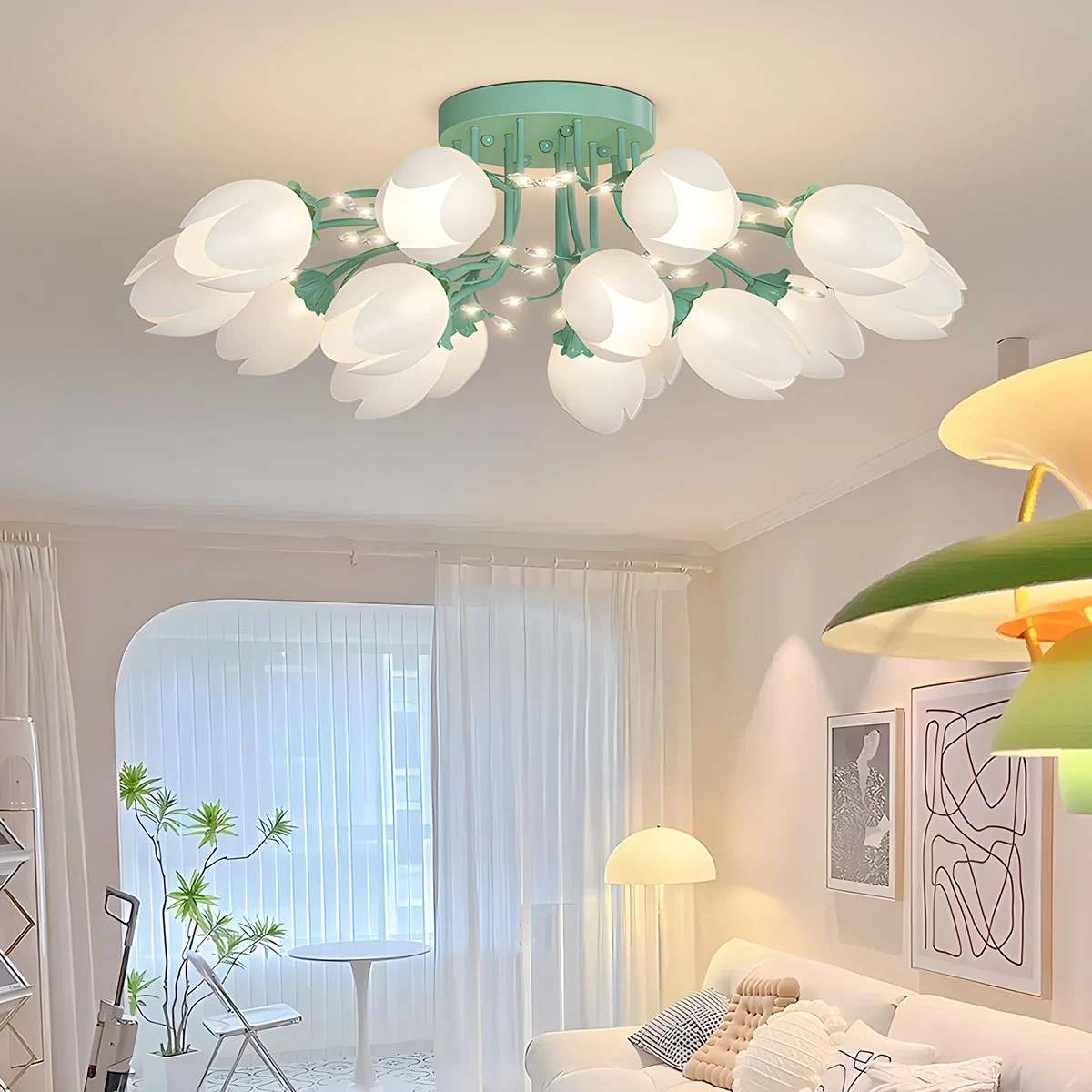 Antizer French Pastoral Flower Ceiling Chandelier