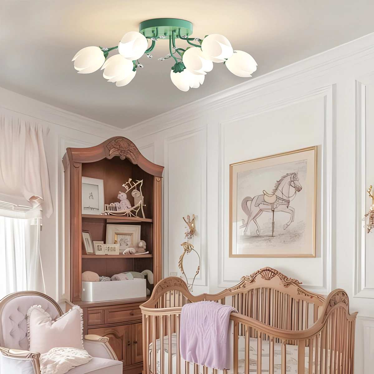 Antizer French Pastoral Flower Ceiling Chandelier