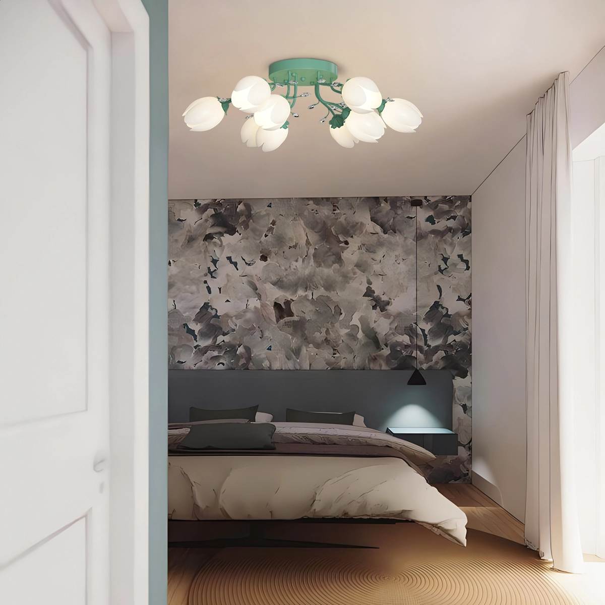 Antizer French Pastoral Flower Ceiling Chandelier
