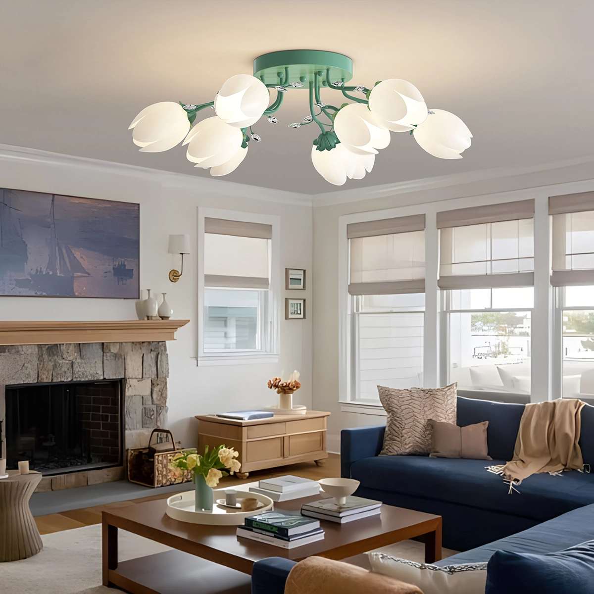 Antizer French Pastoral Flower Ceiling Chandelier