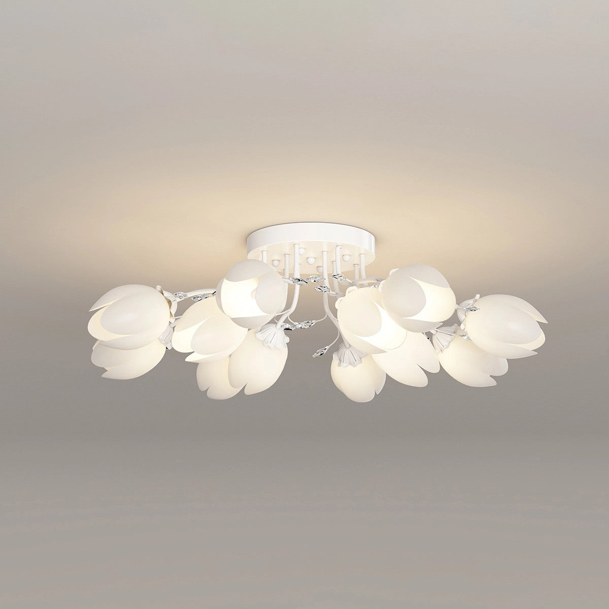 Antizer French Pastoral Flower Ceiling Chandelier White 12 heads