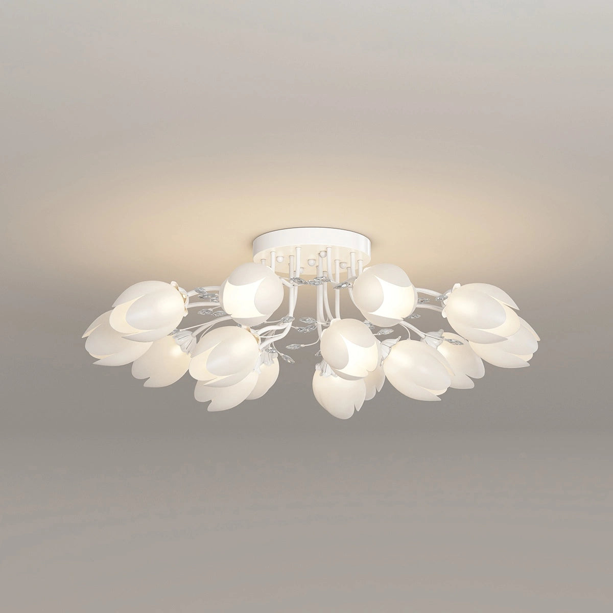 Antizer French Pastoral Flower Ceiling Chandelier White 15 heads