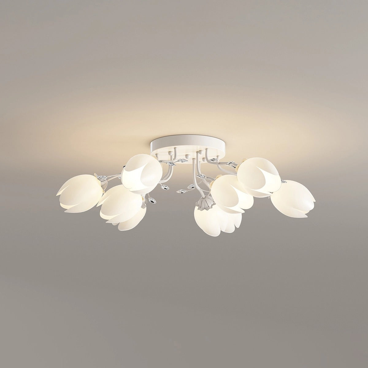 Antizer French Pastoral Flower Ceiling Chandelier White 9 heads