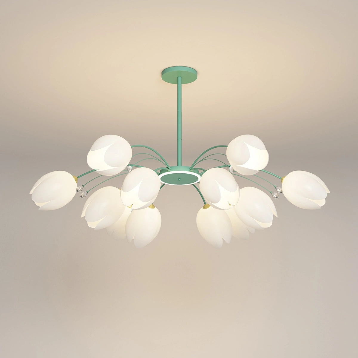 Antizer Nordic Simple Flower Chandelier Green 12 heads