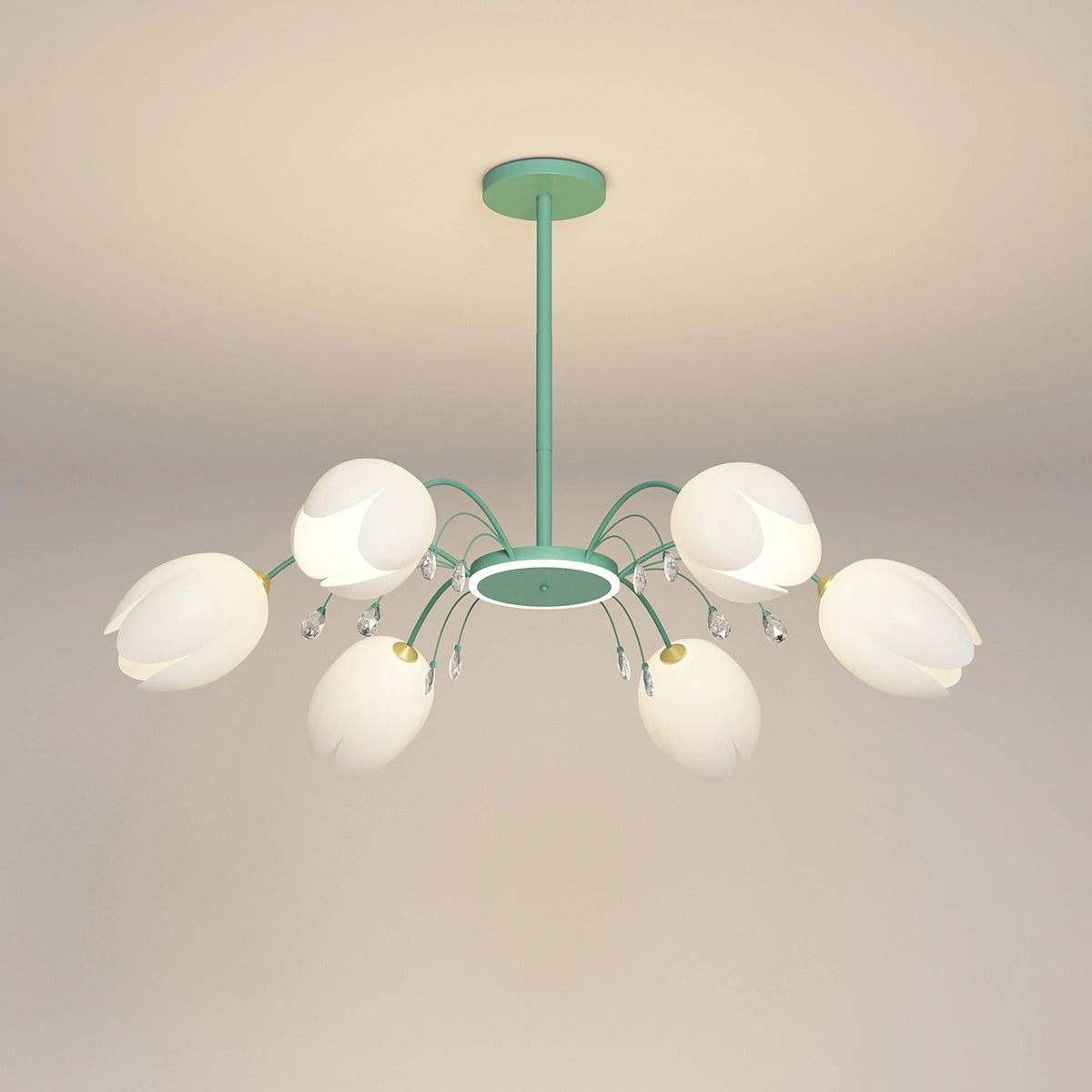 Antizer Nordic Simple Flower Chandelier Green 6 heads
