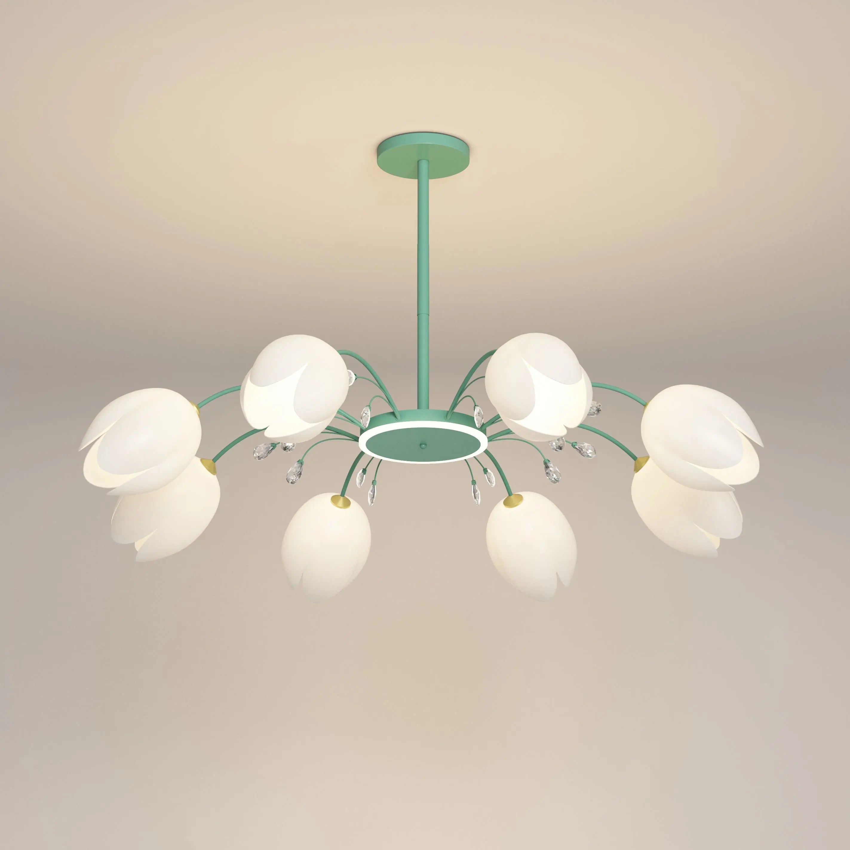 Antizer Nordic Simple Flower Chandelier Green 8 heads