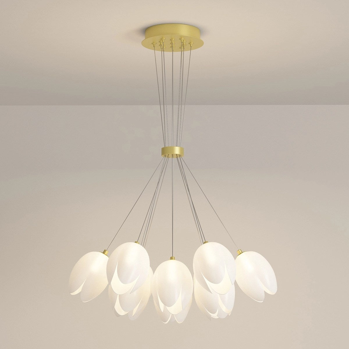 Antizer French Tulip Flower & Ball Chandelier Tulip Gold 13 heads