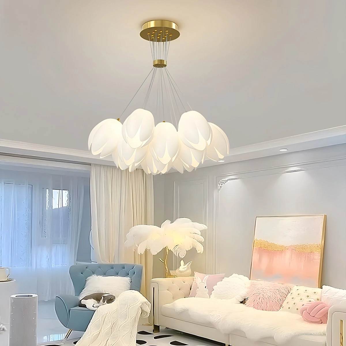 Antizer French Tulip Flower & Ball Chandelier