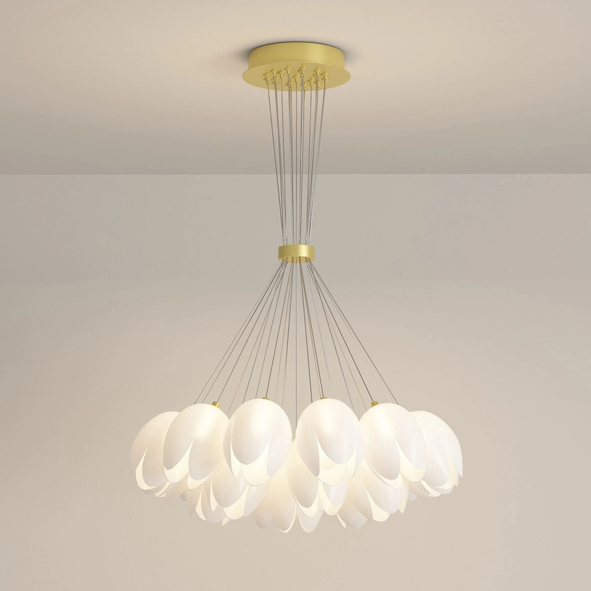 Antizer French Tulip Flower & Ball Chandelier Tulip Gold 19 heads