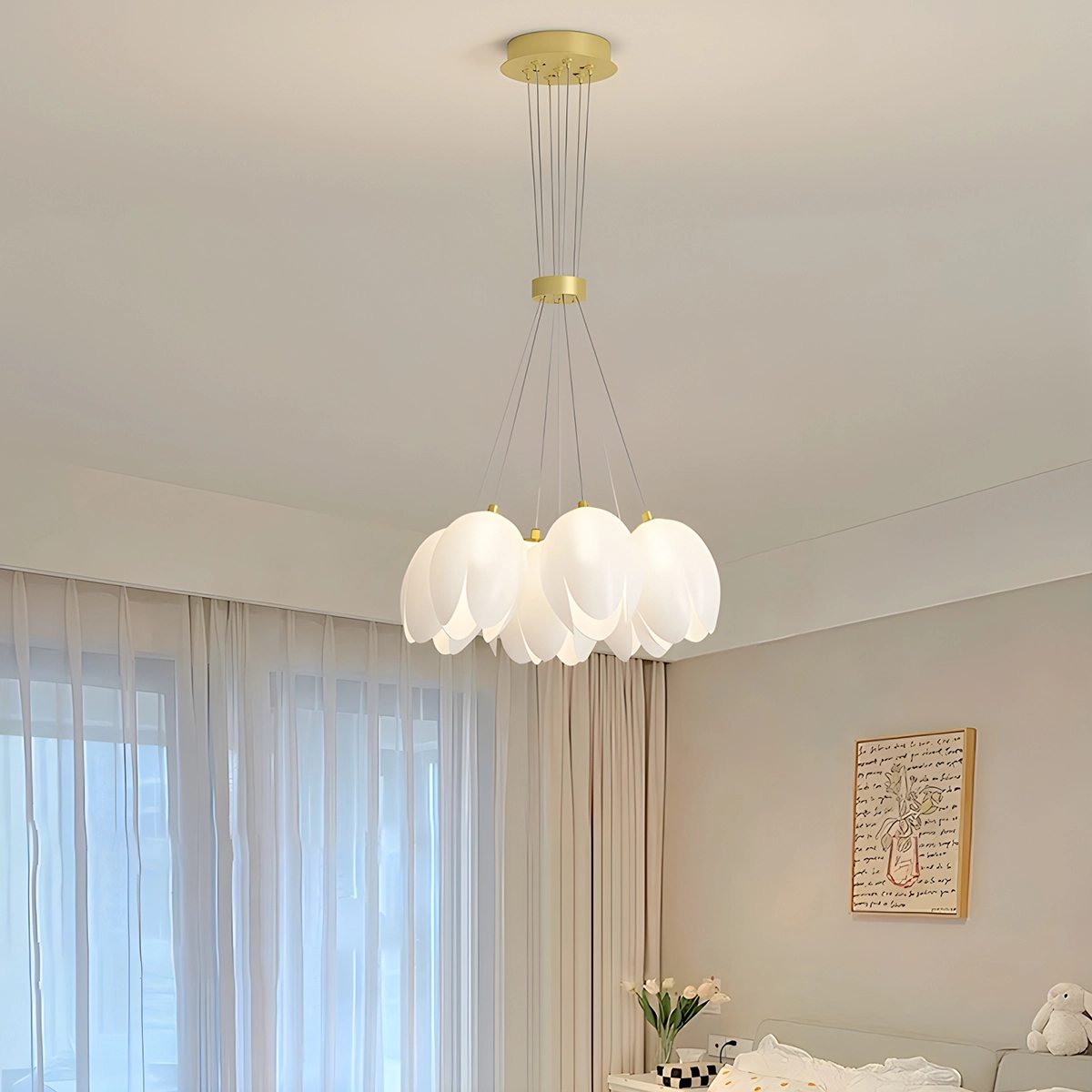 Antizer French Tulip Flower & Ball Chandelier