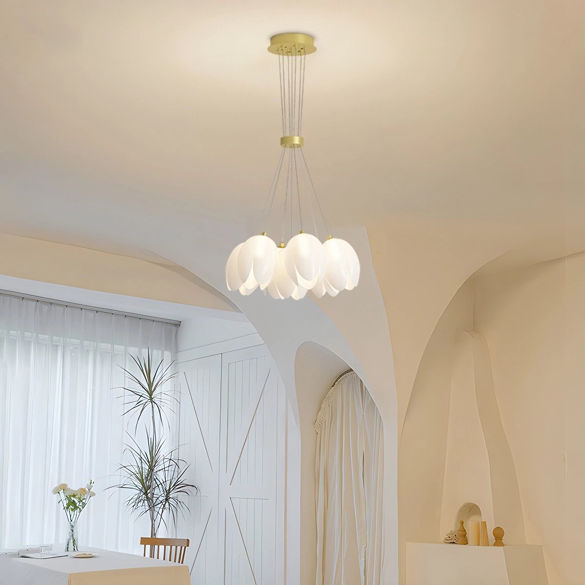 Antizer French Tulip Flower & Ball Chandelier