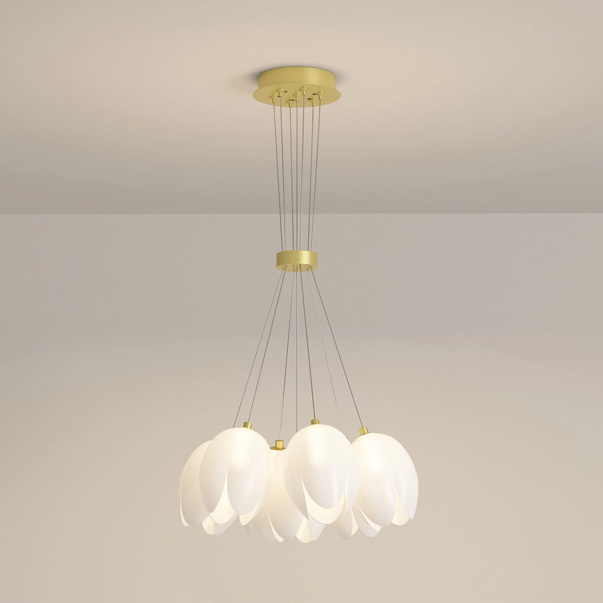 Antizer French Tulip Flower & Ball Chandelier Tulip Gold 7 heads